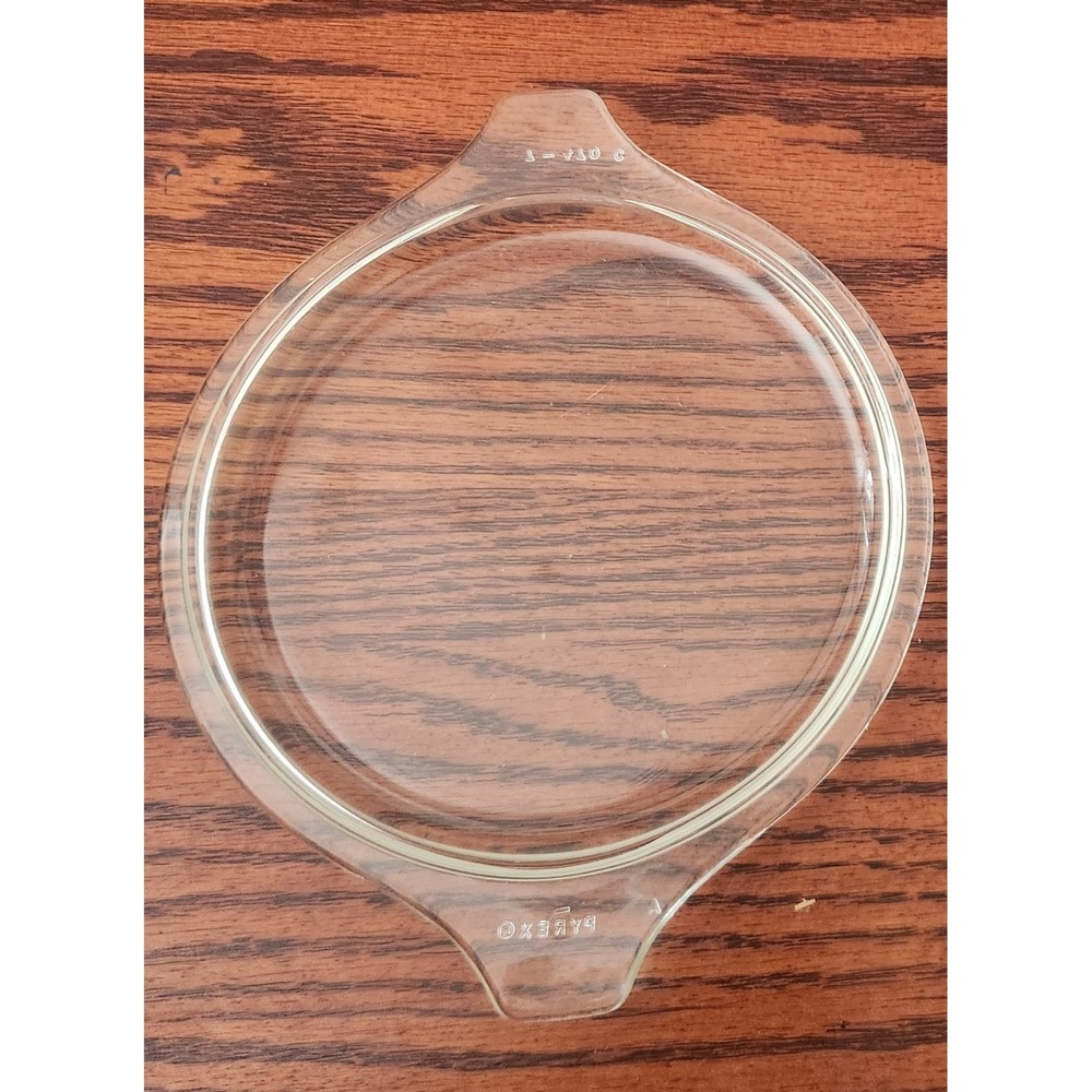 PYREX 470-C Glass Casserole Lid Only Clear Replacement Tab Handle Vintage 6in